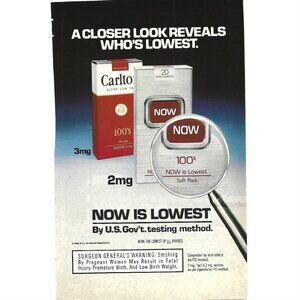 Carlton Cigarettes 100s Advertisement 1980s Vintage Print Ad